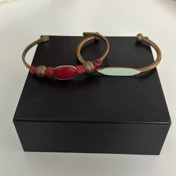 Anthropologie Red and Mint Green Bangle Bracelets - Picture 3 of 6